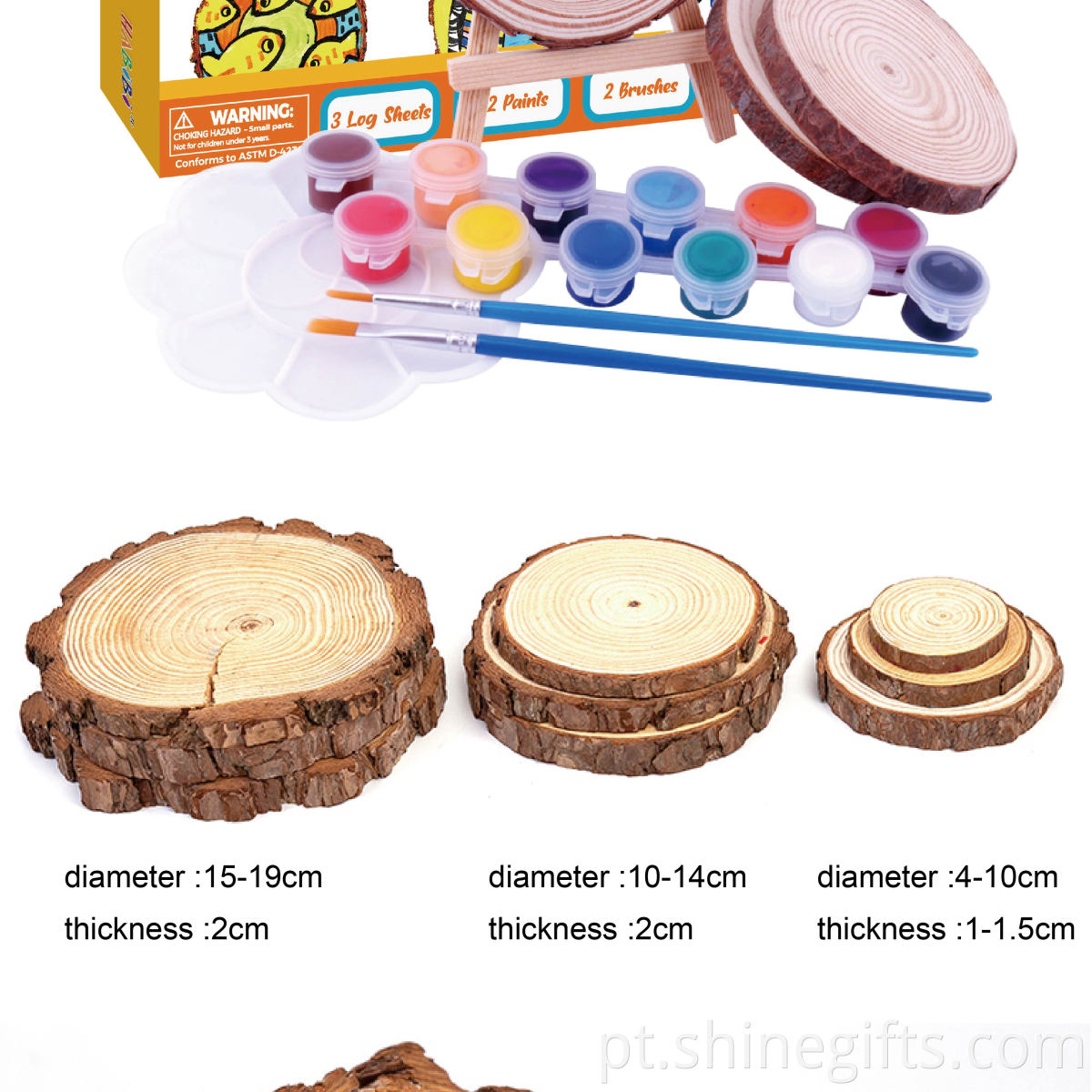 Pretty Design Kids Toy Set Craft Painting Round Natural Pine Wooden Slices Kids Painting